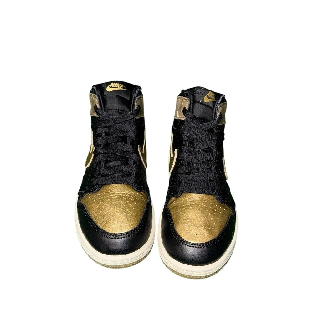 Nike‎ Air Jordan 1 Mid SE Metallic Gold Black Kids Shoes FD1412-071 Size 2.5Y